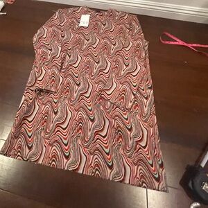 NWT RETRO ZARA Multicolor Swirl Pattern GROOVY A-LINE jacquard dress large